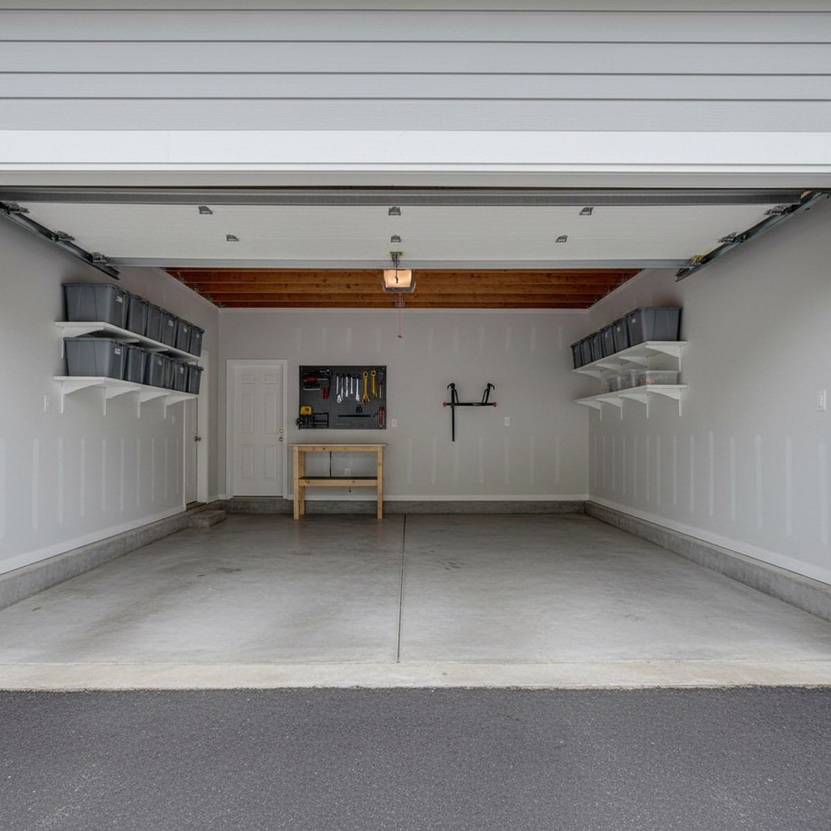 Illustrative example: the same Spokane garage, cleared out and swept clean after junk removal